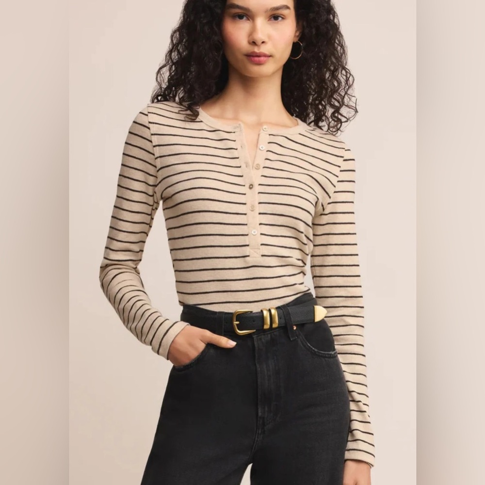 NWT Z Supply Eve Stripe Henley Long Sleeve